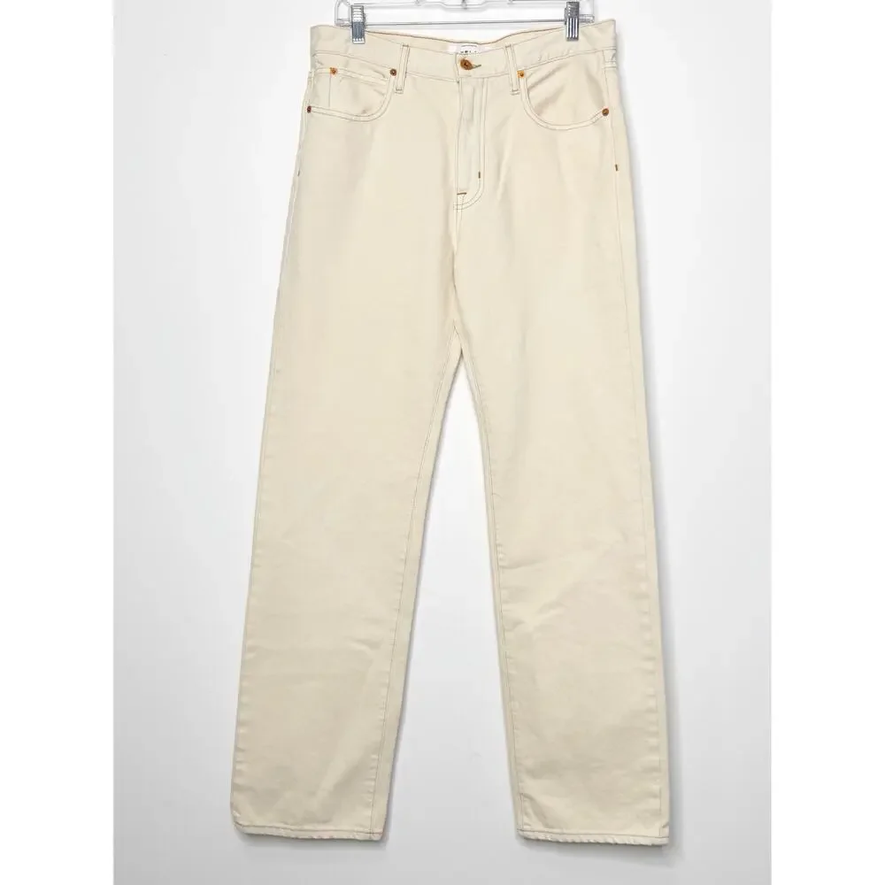 SLVRLAKE Pheonix Winter Ecru Straight Mid Rise Jeans Cream Off White